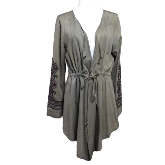 KNOX ROSE Embroidered Sleeve Detail, Cinched Waist, Drawstring Jacket Size Large - Picture 2 of 8